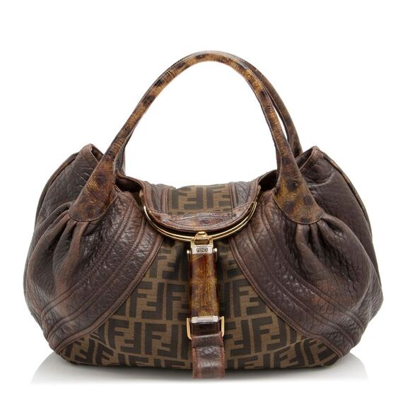 Fendi Handbags - Fendi Zucca Tortuga Leather Spy Satchel